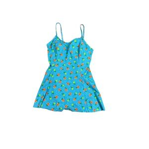Malliot Floral Mini Dress swimsuit  Sleeveless Body‎ I.D Vintage Women's Size 10